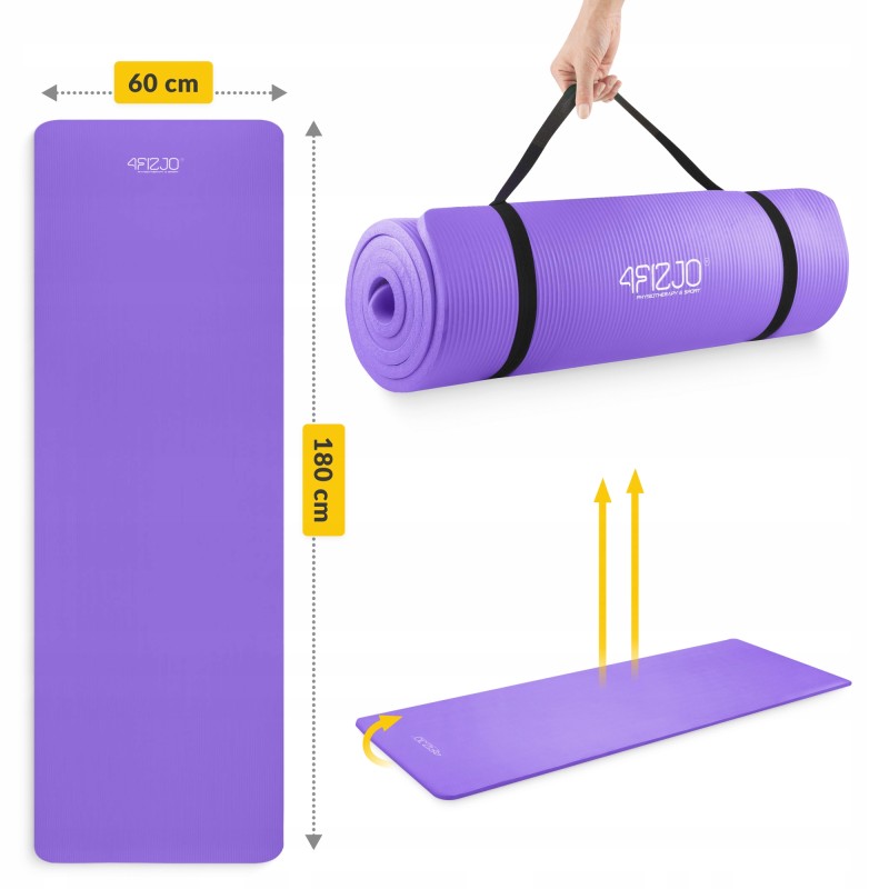 Килимок (мат) спортивний 4FIZJO NBR 180 x 60 x 1 см для йоги та фітнесу Violet (P-5907222931530)