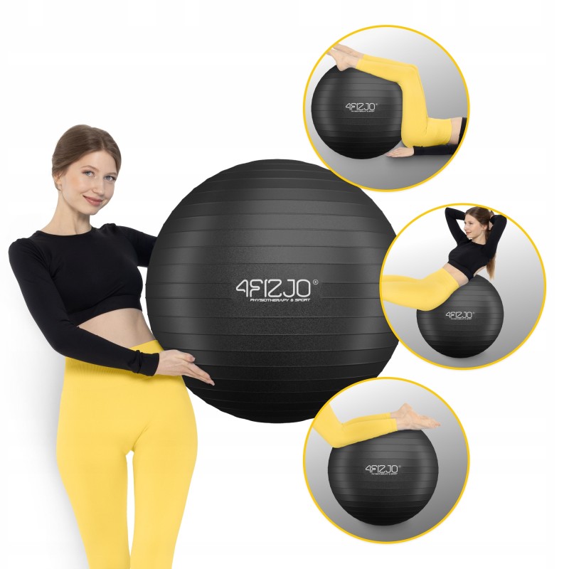 М'яч для фітнесу (фітбол) 4FIZJO 85 см Anti-Burst Black (P-5907222931516)
