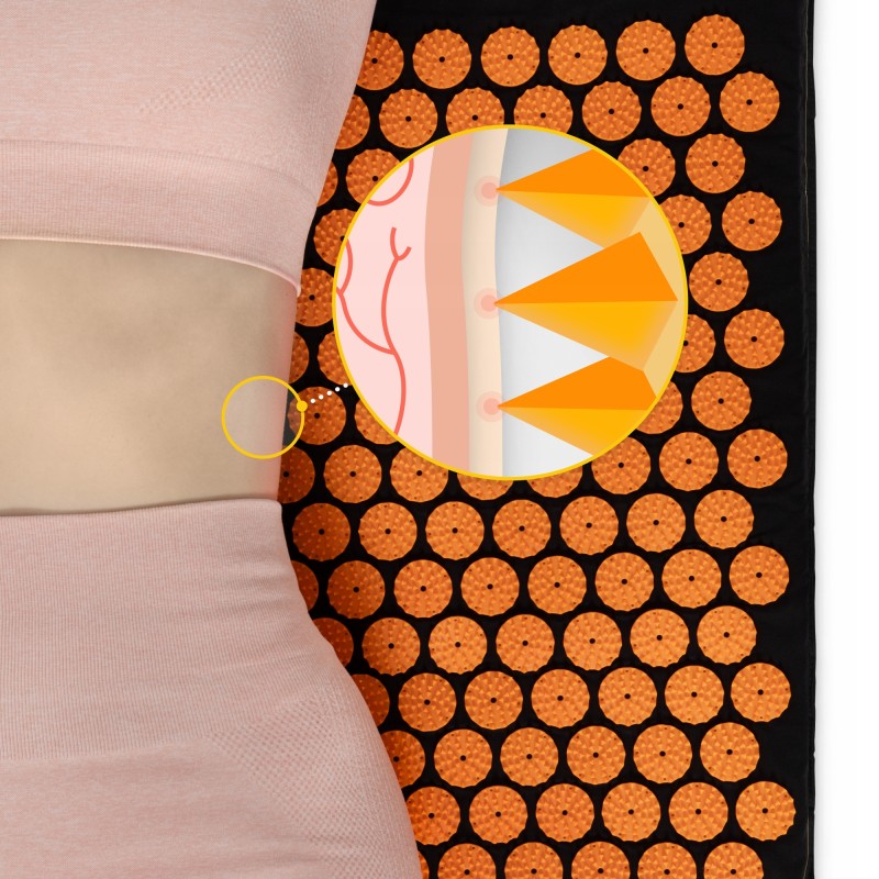 Килимок акупунктурний з валиком 4FIZJO Classic Mat Аплікатор Кузнєцова Black/Orange (P-5907222931752)