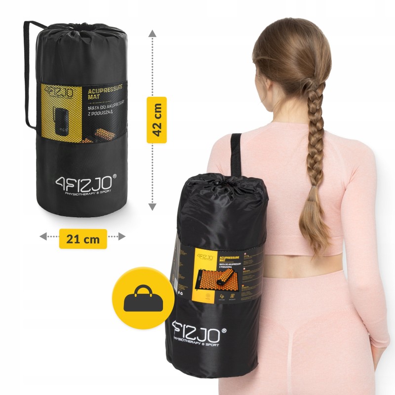 Килимок акупунктурний з валиком 4FIZJO Classic Mat Аплікатор Кузнєцова Black/Orange (P-5907222931752)