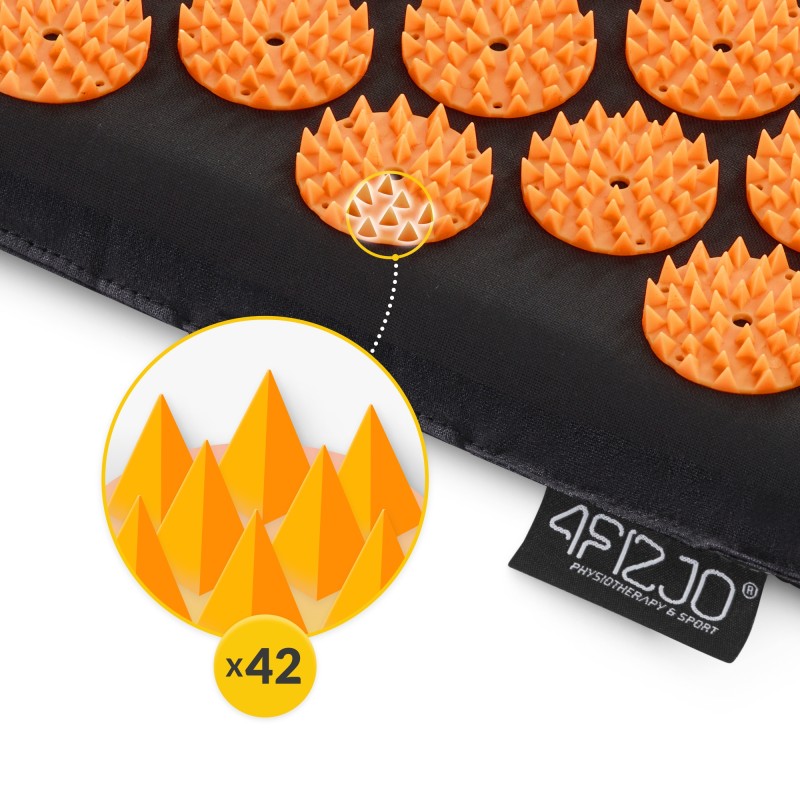 Килимок акупунктурний з валиком 4FIZJO Classic Mat Аплікатор Кузнєцова Black/Orange (P-5907222931752)