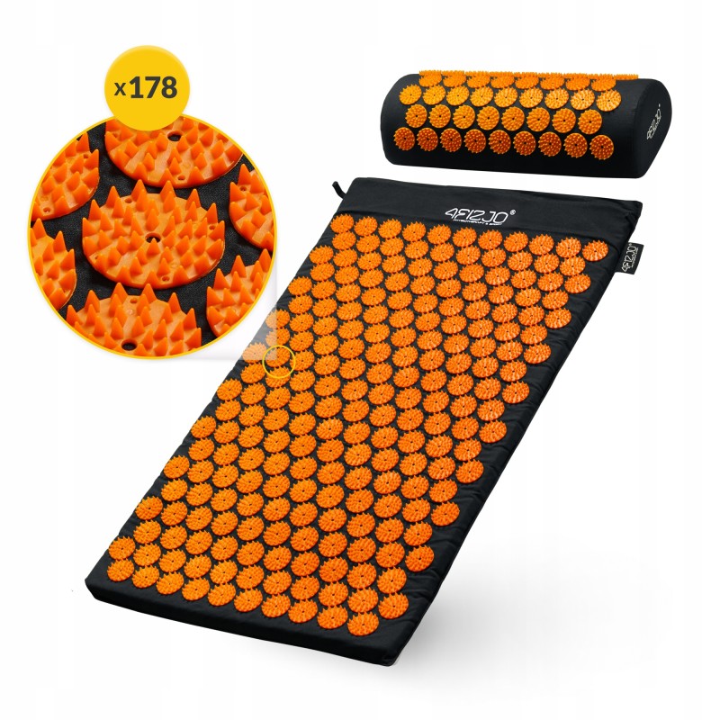Килимок акупунктурний з валиком 4FIZJO Classic Mat Аплікатор Кузнєцова Black/Orange (P-5907222931752)