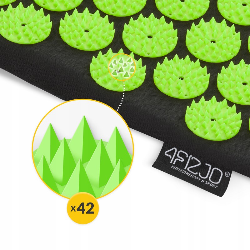 Килимок акупунктурний з валиком 4FIZJO Classic Mat XL Аплікатор Кузнєцова Black/Green (P-5907222931769)