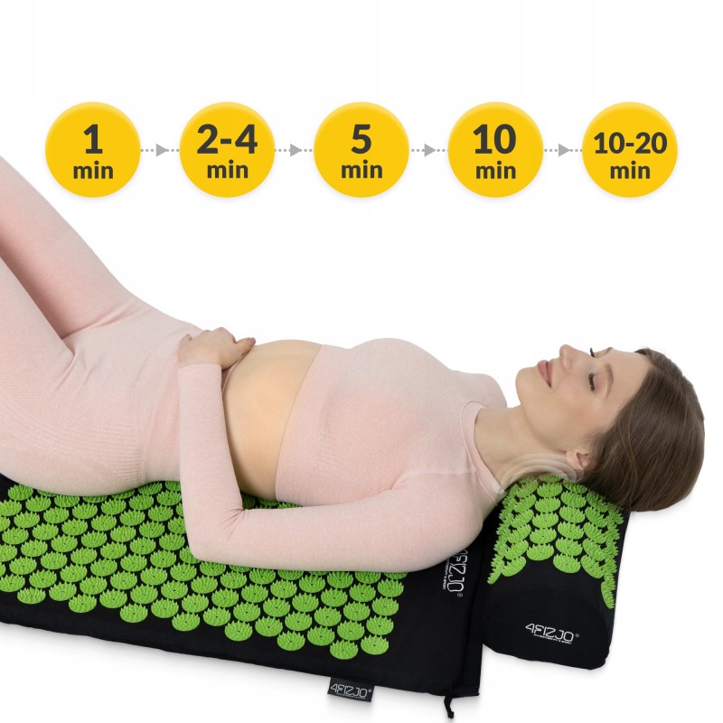 Килимок акупунктурний з валиком 4FIZJO Classic Mat XL Аплікатор Кузнєцова Black/Green (P-5907222931769)