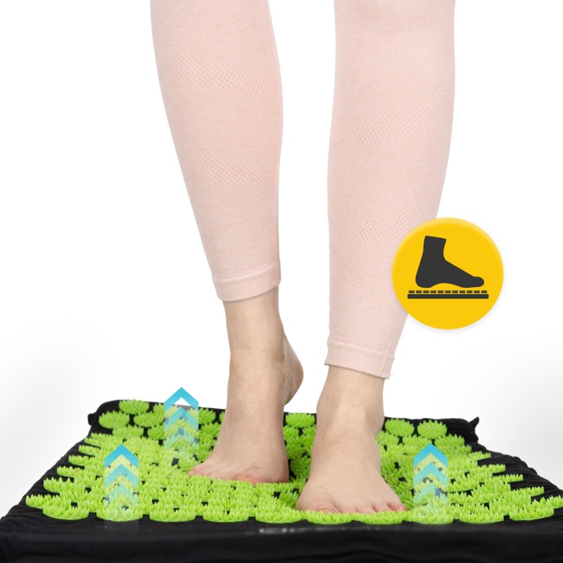 Килимок акупунктурний з валиком 4FIZJO Classic Mat XL Аплікатор Кузнєцова Black/Green (P-5907222931769)