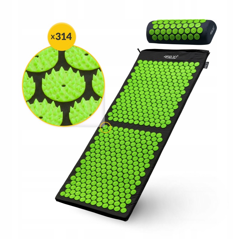 Килимок акупунктурний з валиком 4FIZJO Classic Mat XL Аплікатор Кузнєцова Black/Green (P-5907222931769)
