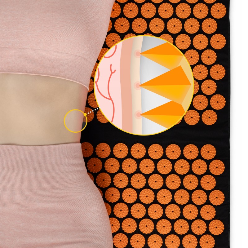 Килимок акупунктурний з валиком 4FIZJO Classic Mat XL Аплікатор Кузнєцова Black/Orange (P-5907222931776)