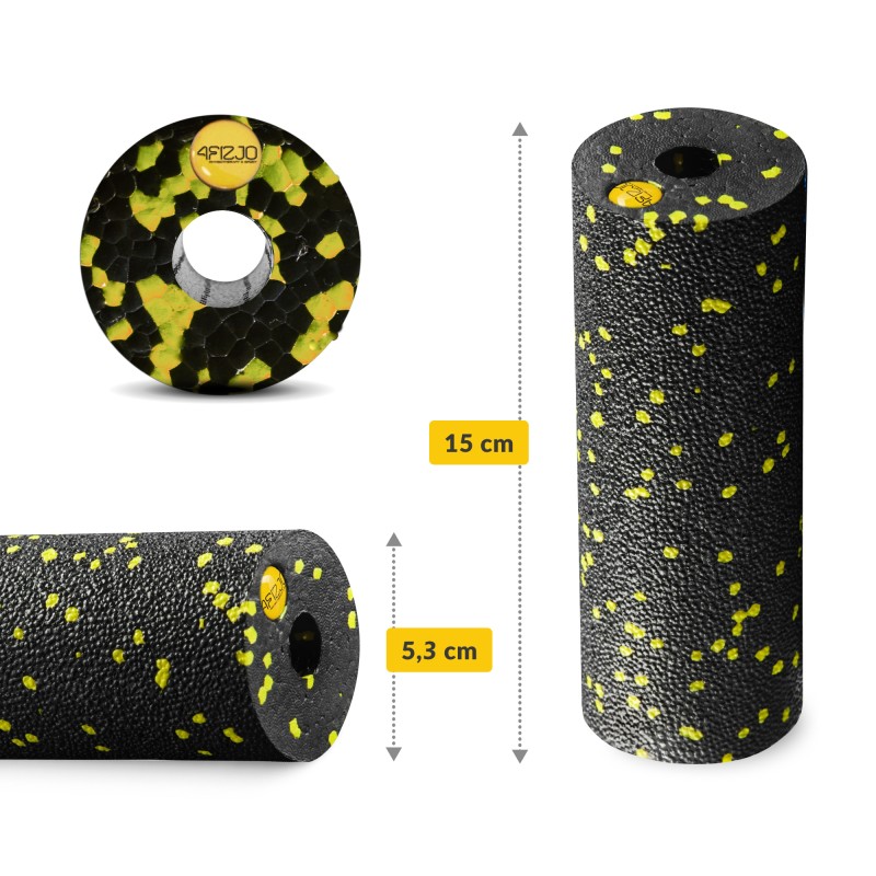Масажний ролик 4FIZJO Mini Foam Roller 15 x 5.3 см (валик, роллер) Black/Yellow (P-5907222931790)