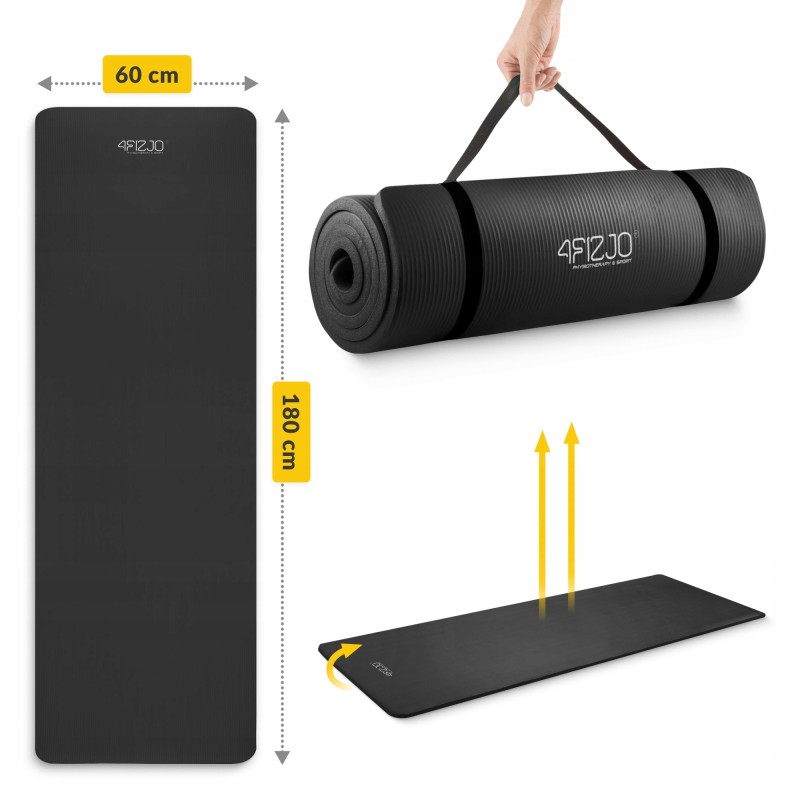 Килимок (мат) спортивний 4FIZJO NBR 180 x 60 x 1.5 см для йоги та фітнесу Black (P-5907222931592)