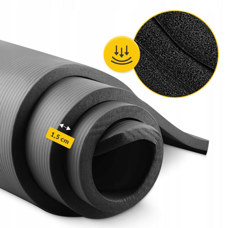Килимок (мат) спортивний 4FIZJO NBR 180 x 60 x 1.5 см для йоги та фітнесу Black (P-5907222931592)