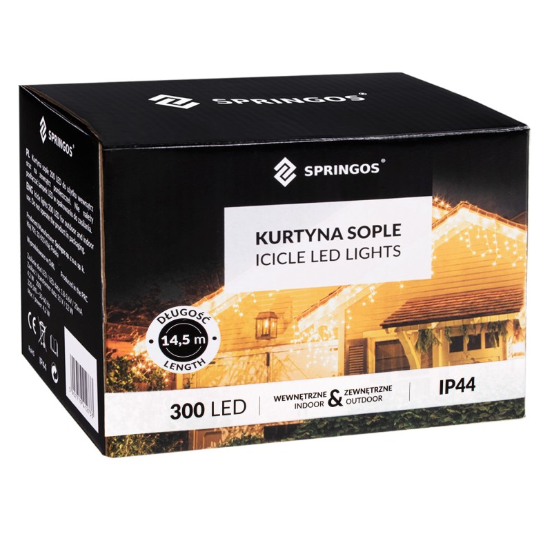 Гірлянда бахрома вулична (зовнішня) Springos 12 м 300 LED CL300 Cold White