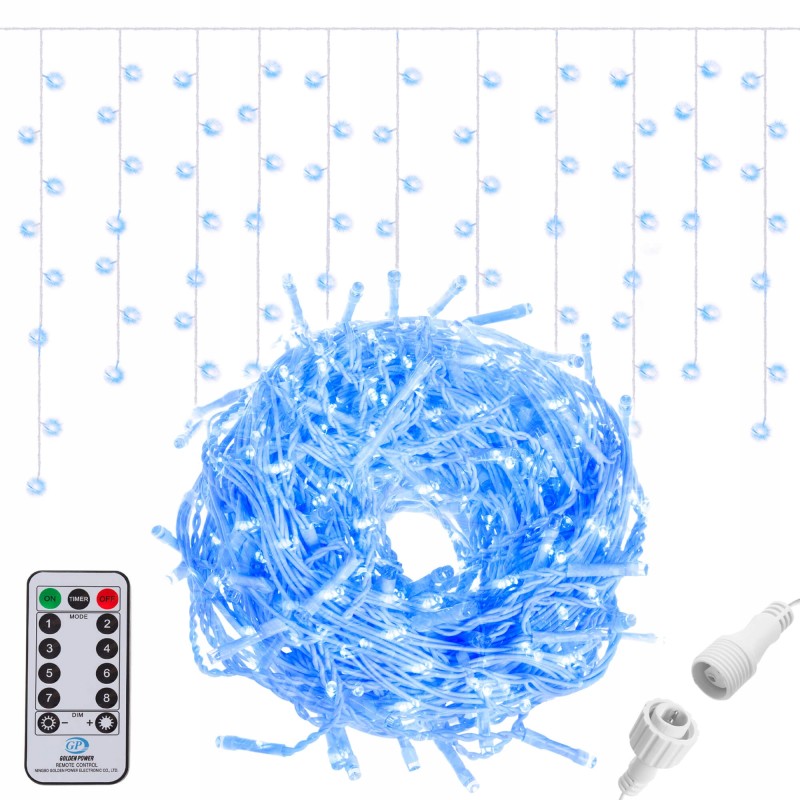 Гірлянда бахрома вулична (зовнішня) Springos 12 м 300 LED Pilot CL306 Blue