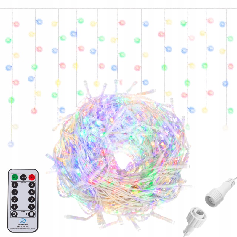 Гірлянда бахрома вулична (зовнішня) Springos 12 м 300 LED Pilot CL307 Mix