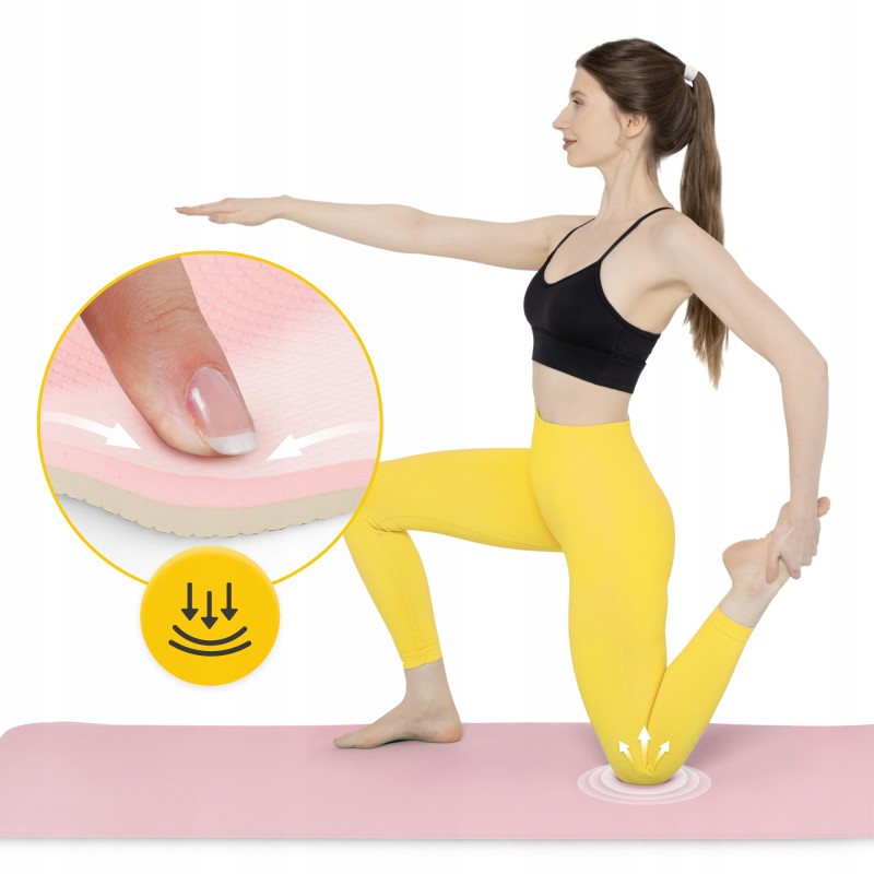 Килимок (мат) спортивний 4FIZJO TPE 180 x 60 x 1 см для йоги та фітнесу Pink/Grey (P-5907739311900)