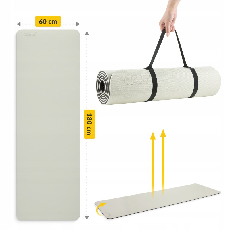 Килимок (мат) спортивний 4FIZJO TPE 180 x 60 x 1 см для йоги та фітнесу Grey/Black (P-5907739311931)