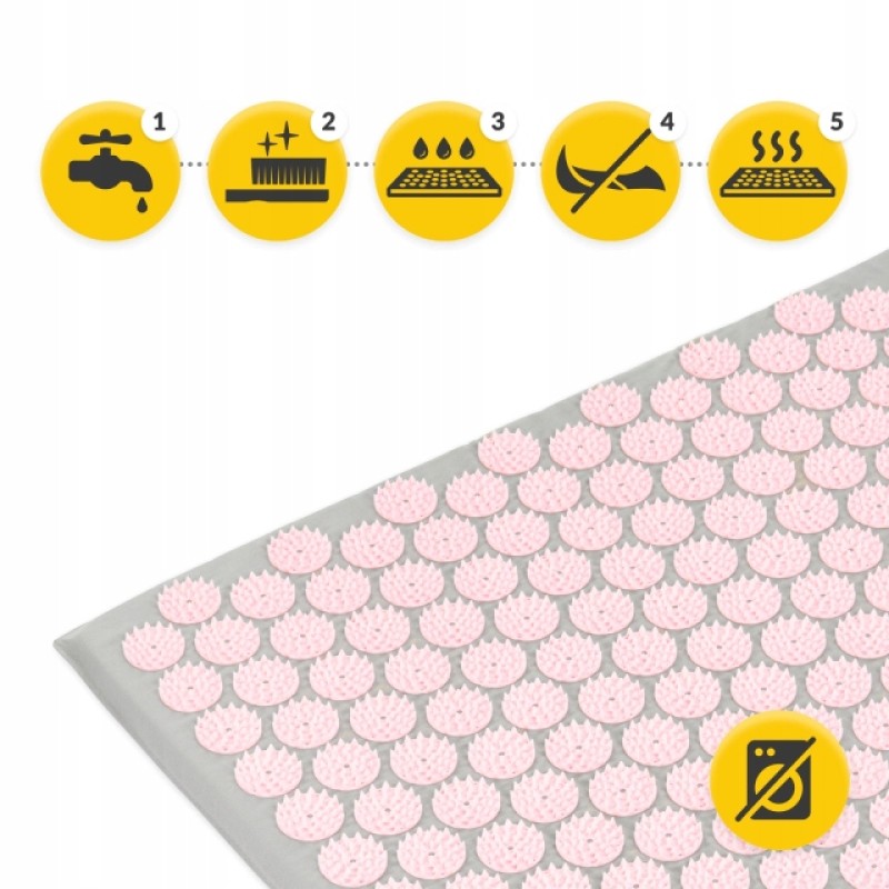 Килимок акупунктурний з подушкою 4FIZJO Eco Mat Аплікатор Кузнєцова Grey/Pink (P-5907739312174)