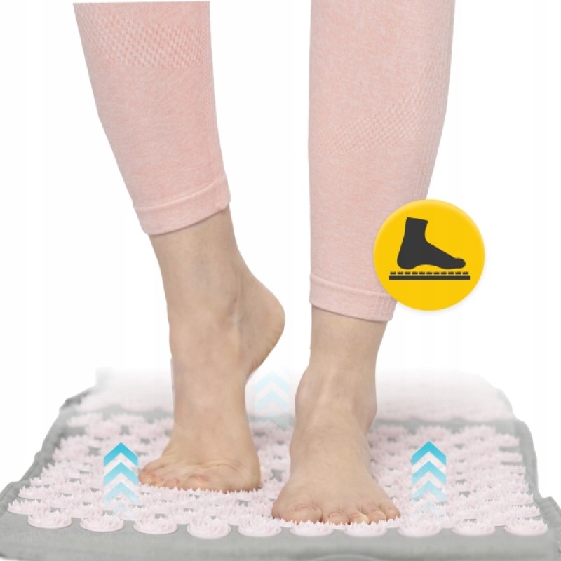 Килимок акупунктурний з подушкою 4FIZJO Eco Mat Аплікатор Кузнєцова Grey/Pink (P-5907739312174)