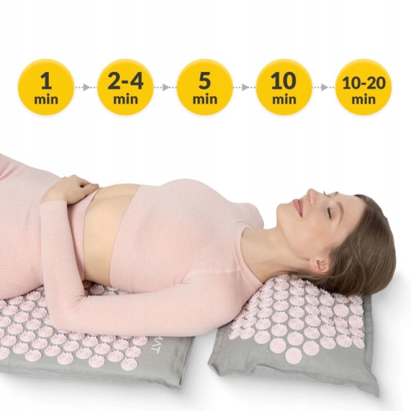 Килимок акупунктурний з подушкою 4FIZJO Eco Mat Аплікатор Кузнєцова Grey/Pink (P-5907739312174)