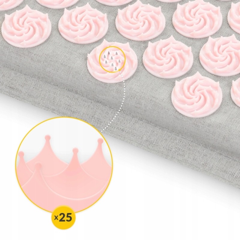 Килимок акупунктурний з подушкою 4FIZJO Eco Mat Аплікатор Кузнєцова Grey/Pink (P-5907739312174)