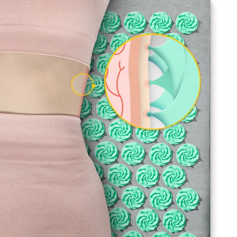 Килимок акупунктурний з подушкою 4FIZJO Eco Mat Аплікатор Кузнєцова Grey/Mint (P-5907739312181)