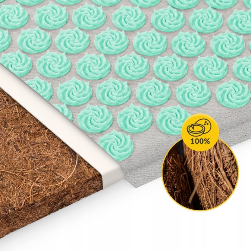 Килимок акупунктурний з подушкою 4FIZJO Eco Mat Аплікатор Кузнєцова Grey/Mint (P-5907739312181)