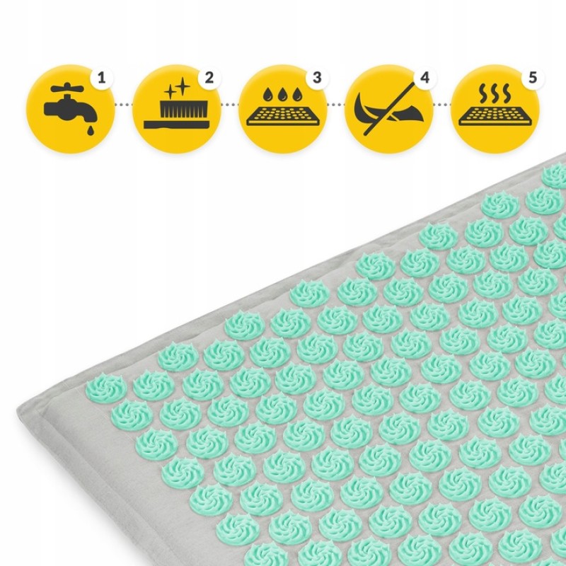 Килимок акупунктурний з подушкою 4FIZJO Eco Mat Аплікатор Кузнєцова Grey/Mint (P-5907739312181)