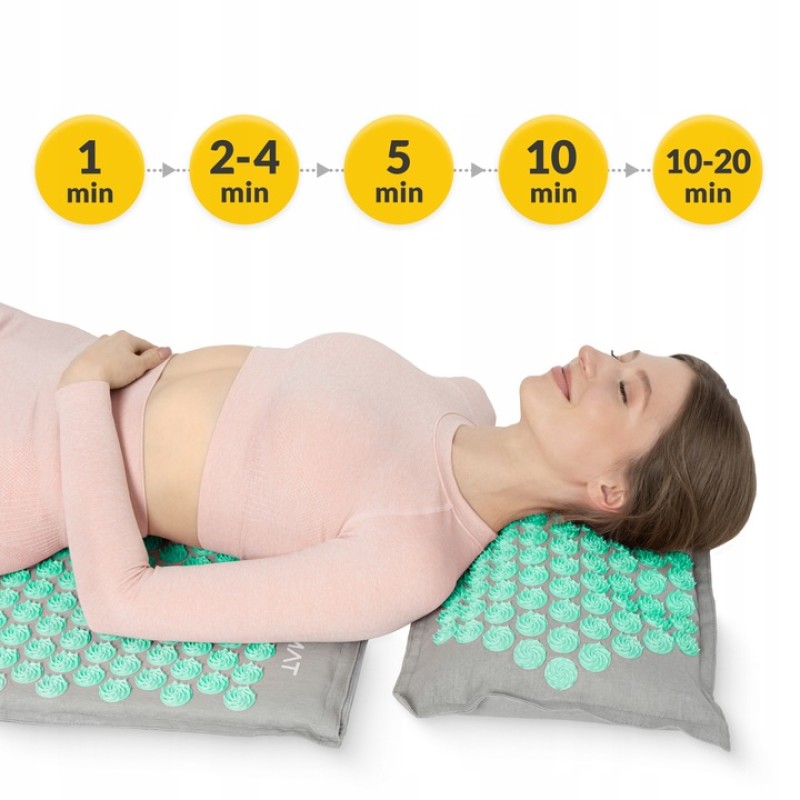 Килимок акупунктурний з подушкою 4FIZJO Eco Mat Аплікатор Кузнєцова Grey/Mint (P-5907739312181)