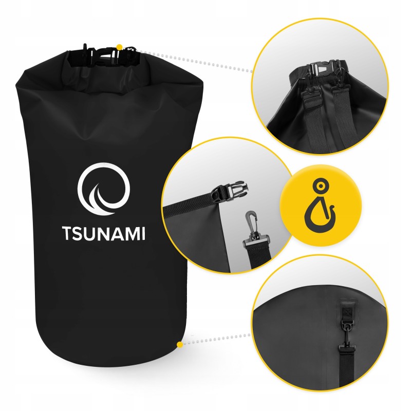 Гермомішок TSUNAMI Dry Pack 30 л водозахисний Black (P-5907739312884)