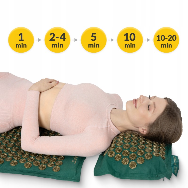 Килимок акупунктурний з подушкою 4FIZJO Eco Mat Аплікатор Кузнєцова Navy Green/Gold (P-5907739312891)