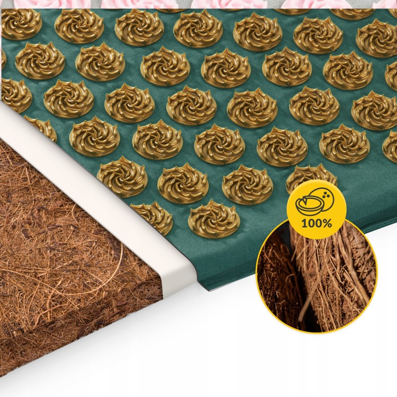 Килимок акупунктурний з подушкою 4FIZJO Eco Mat Аплікатор Кузнєцова Navy Green/Gold (P-5907739312891)