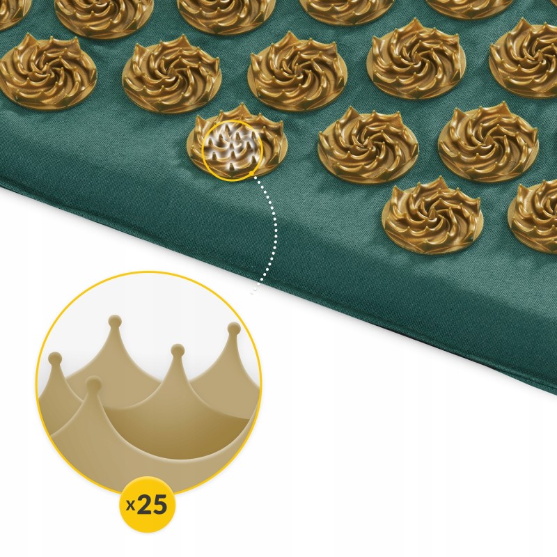 Килимок акупунктурний з подушкою 4FIZJO Eco Mat Аплікатор Кузнєцова Navy Green/Gold (P-5907739312891)