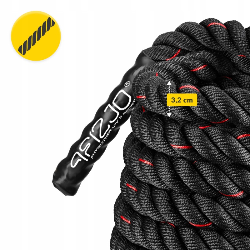 Канат тренувальний 4FIZJO Battle Rope 12 м для кросфіту Black (P-5907739312259)