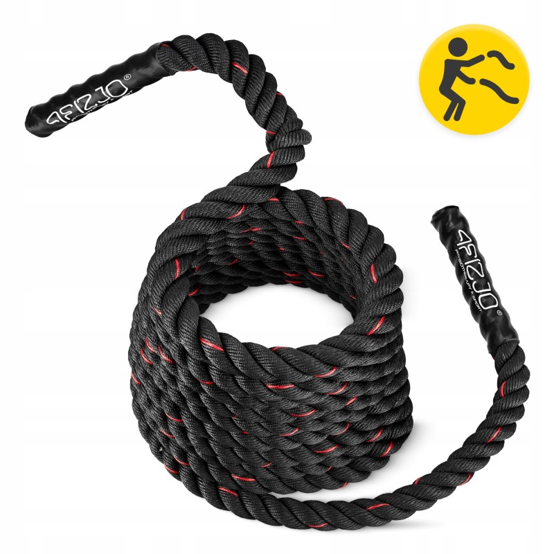Канат тренувальний 4FIZJO Battle Rope 12 м для кросфіту Black (P-5907739312259)