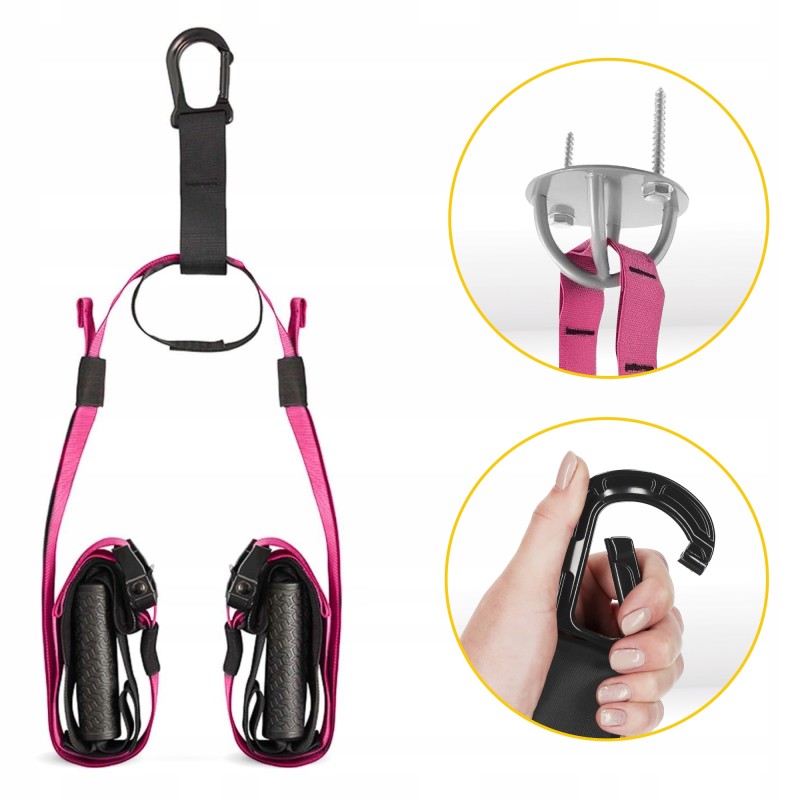 Петлі для функціонального тренінгу 4FIZJO підвісна система Black/Pink (P-5907739314109)