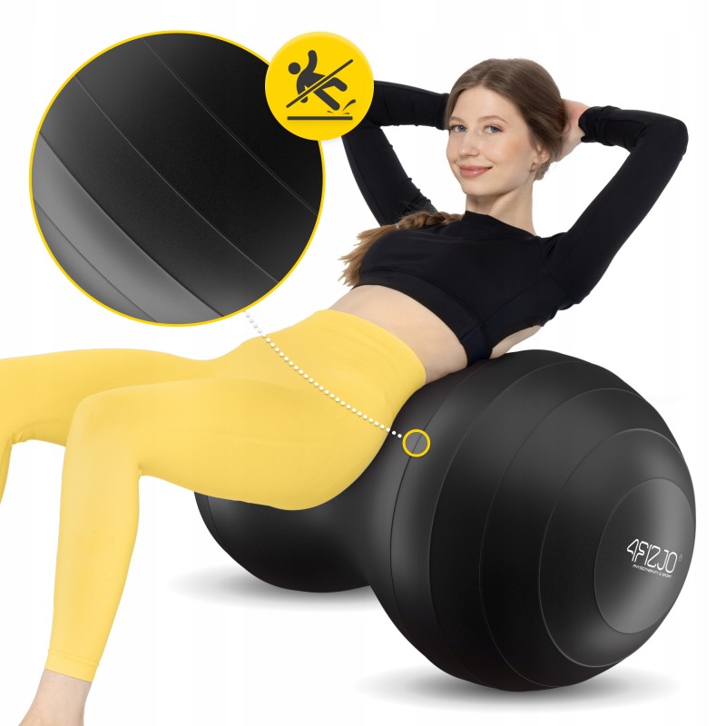 М'яч для фітнесу (арахіс) 4FIZJO Air Ball Peanut 45 x 90 см Anti-Burst Black (P-5907739312938)