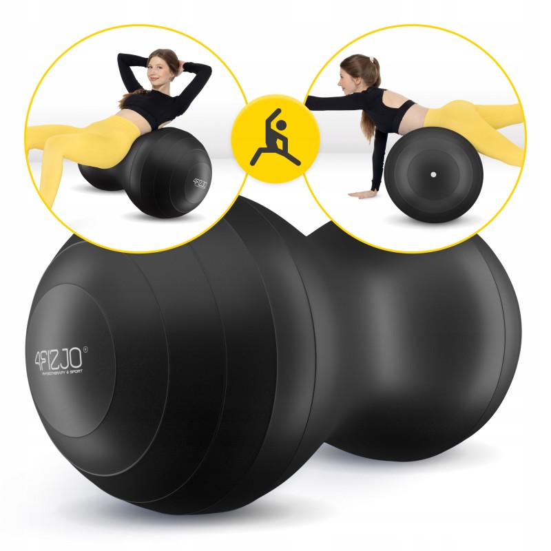 М'яч для фітнесу (арахіс) 4FIZJO Air Ball Peanut 45 x 90 см Anti-Burst Black (P-5907739312938)
