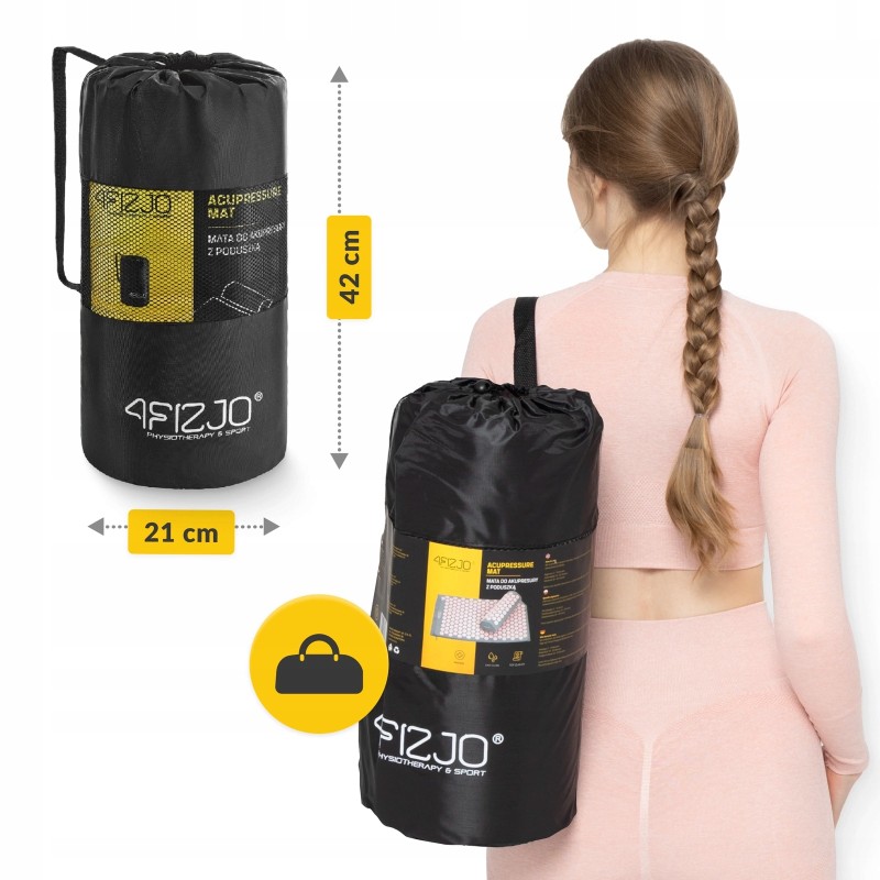 Килимок акупунктурний з валиком 4FIZJO Classic Mat Аплікатор Кузнєцова Grey/Pink (P-5907739313287)