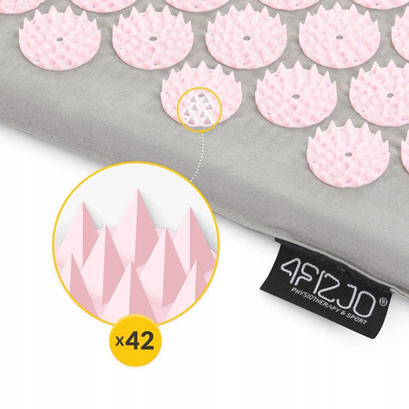 Килимок акупунктурний з валиком 4FIZJO Classic Mat Аплікатор Кузнєцова Grey/Pink (P-5907739313287)