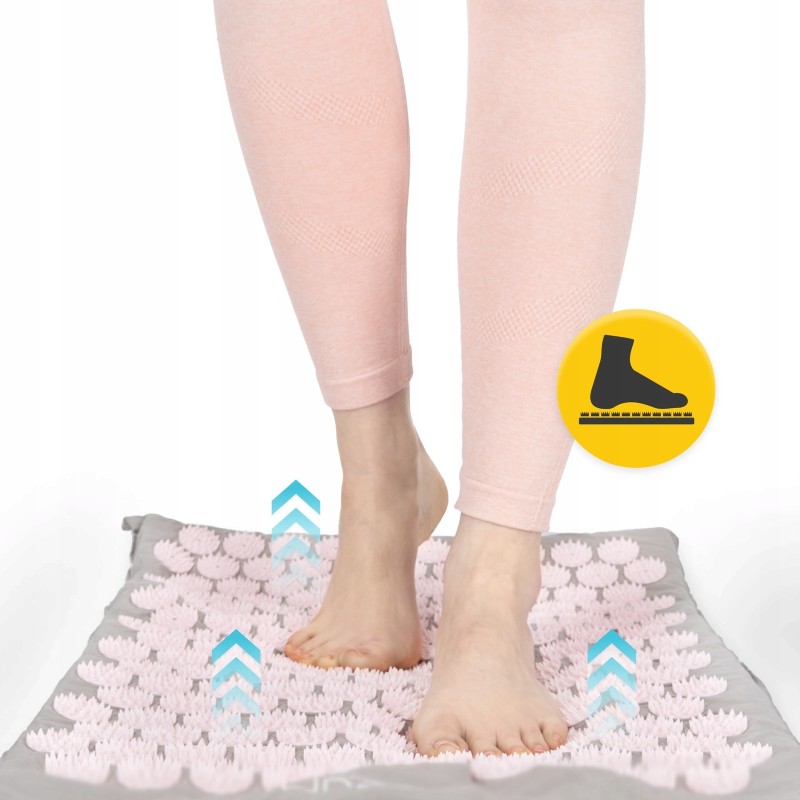 Килимок акупунктурний з валиком 4FIZJO Classic Mat Аплікатор Кузнєцова Grey/Pink (P-5907739313287)