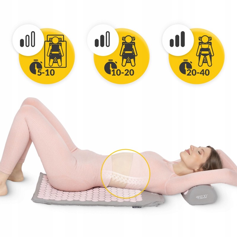 Килимок акупунктурний з валиком 4FIZJO Classic Mat Аплікатор Кузнєцова Grey/Pink (P-5907739313287)