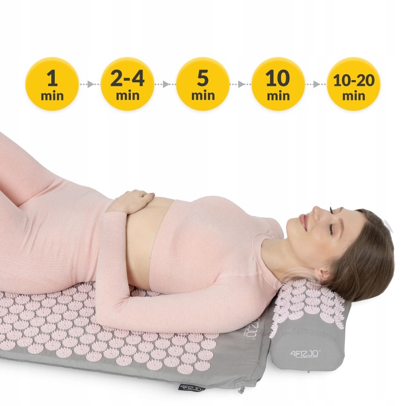 Килимок акупунктурний з валиком 4FIZJO Classic Mat Аплікатор Кузнєцова Grey/Pink (P-5907739313287)