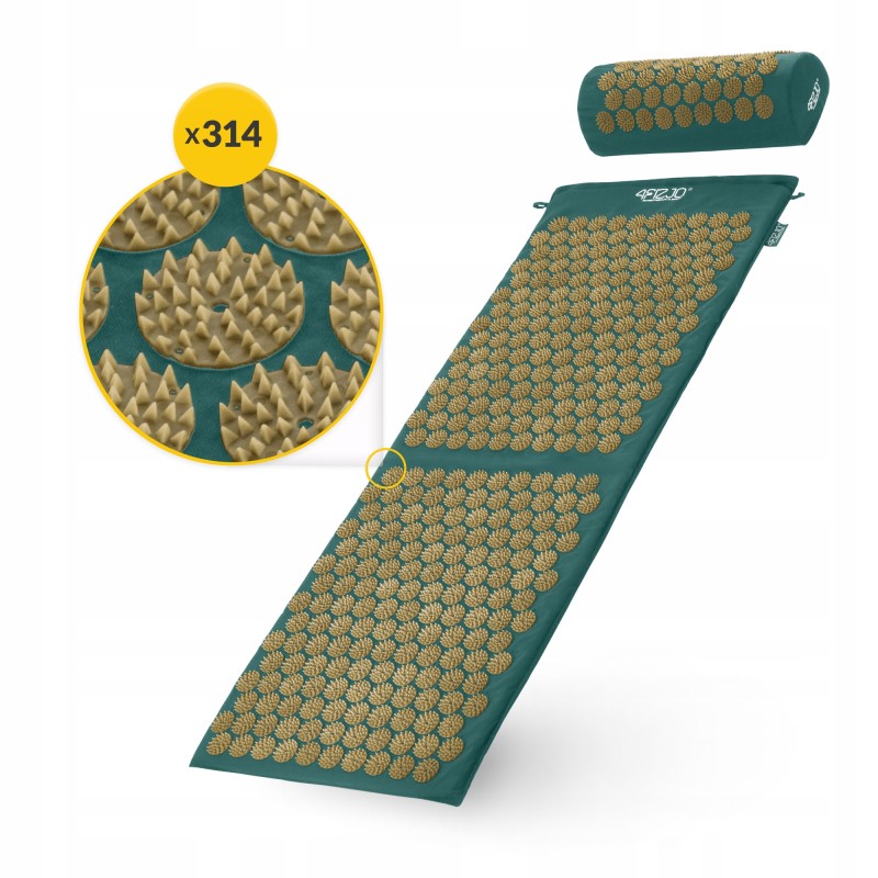 Килимок акупунктурний з валиком 4FIZJO Classic Mat XL Аплікатор Кузнєцова Navy Green/Gold (P-5907739313317)