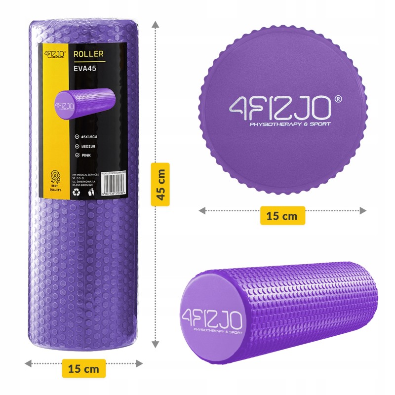 Масажний ролик 4FIZJO CARE+ EVA 45 x 15 см (валик, роллер) Purple (P-5907739314376)