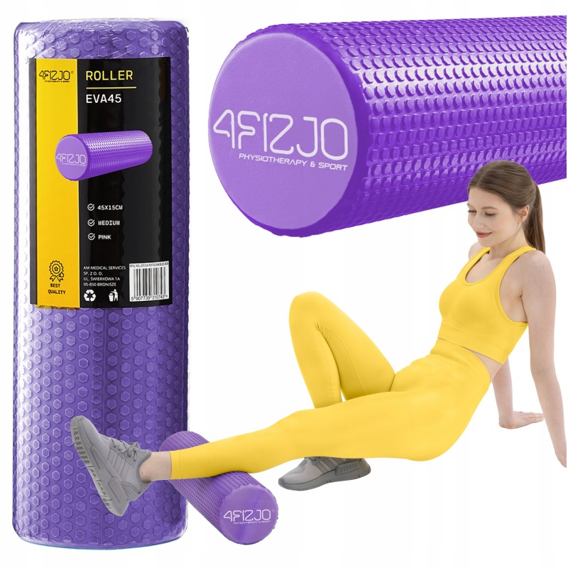 Масажний ролик 4FIZJO CARE+ EVA 45 x 15 см (валик, роллер) Purple (P-5907739314376)