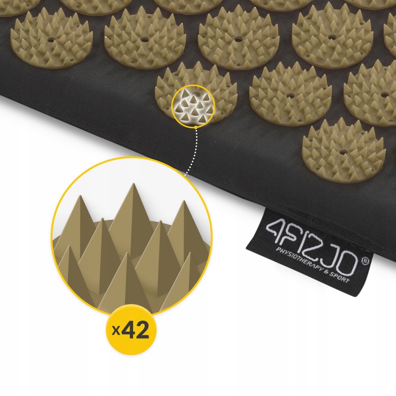 Килимок акупунктурний з валиком 4FIZJO Classic Mat XL Аплікатор Кузнєцова Black/Gold (P-5907739315052)