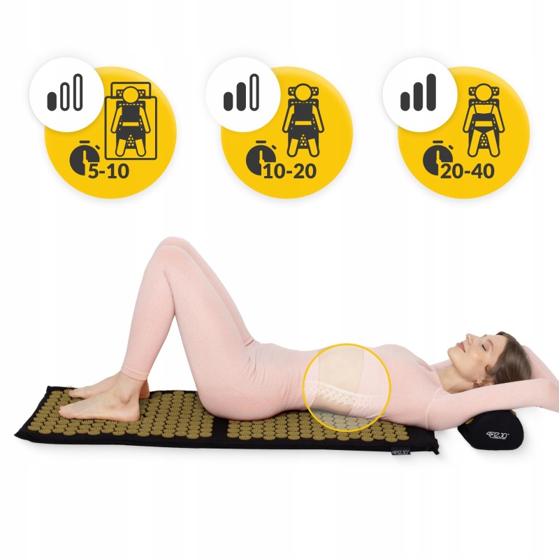 Килимок акупунктурний з валиком 4FIZJO Classic Mat XL Аплікатор Кузнєцова Black/Gold (P-5907739315052)
