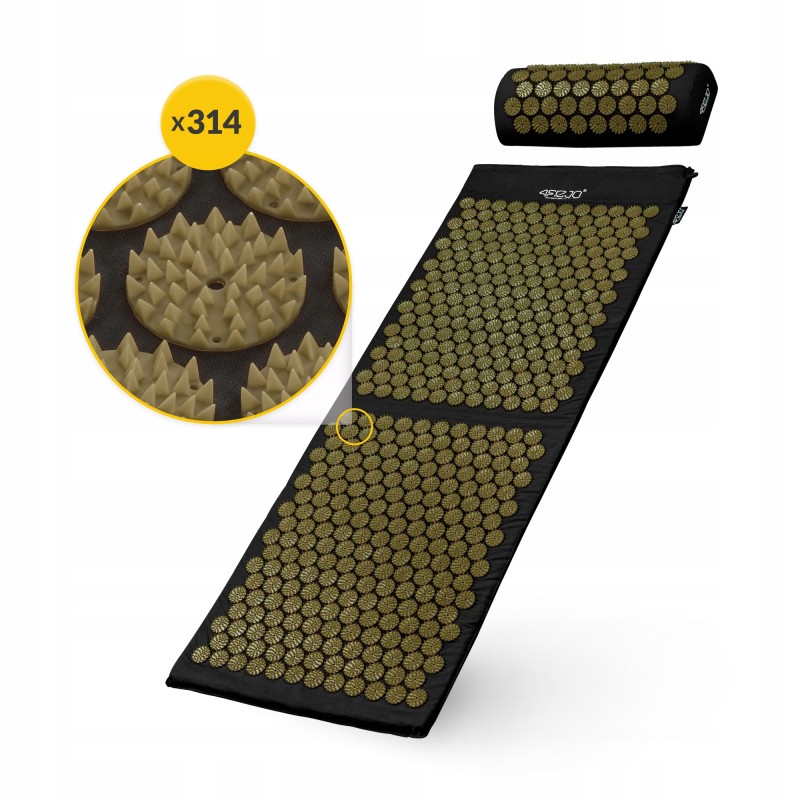Килимок акупунктурний з валиком 4FIZJO Classic Mat XL Аплікатор Кузнєцова Black/Gold (P-5907739315052)