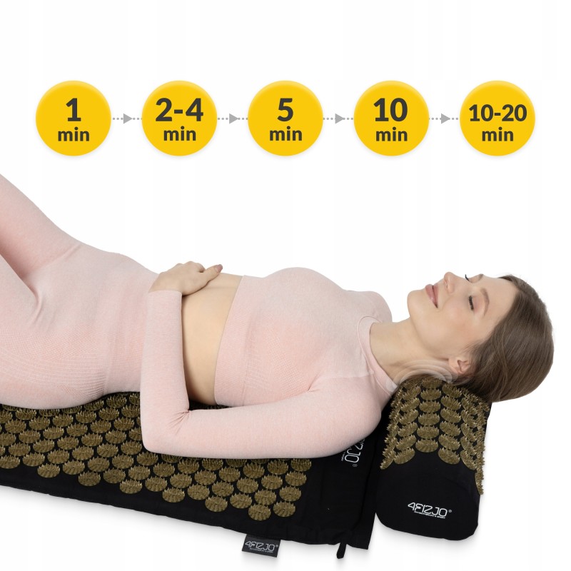 Килимок акупунктурний з валиком 4FIZJO Classic Mat XL Аплікатор Кузнєцова Black/Gold (P-5907739315052)