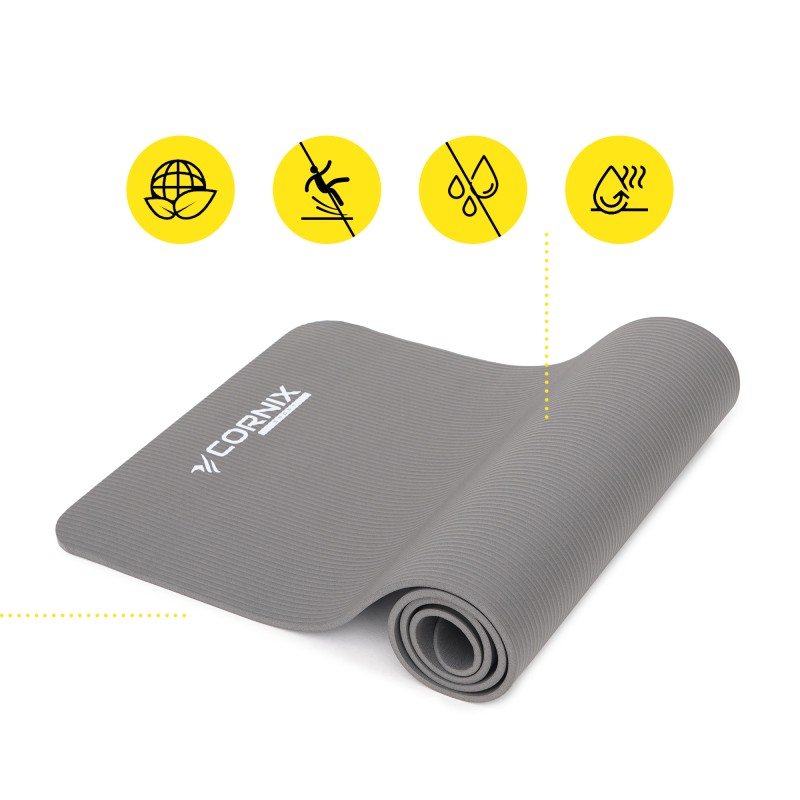 Килимок спортивний Cornix NBR 183 x 61 x 1 cм для йоги та фітнесу XR-0012 Grey