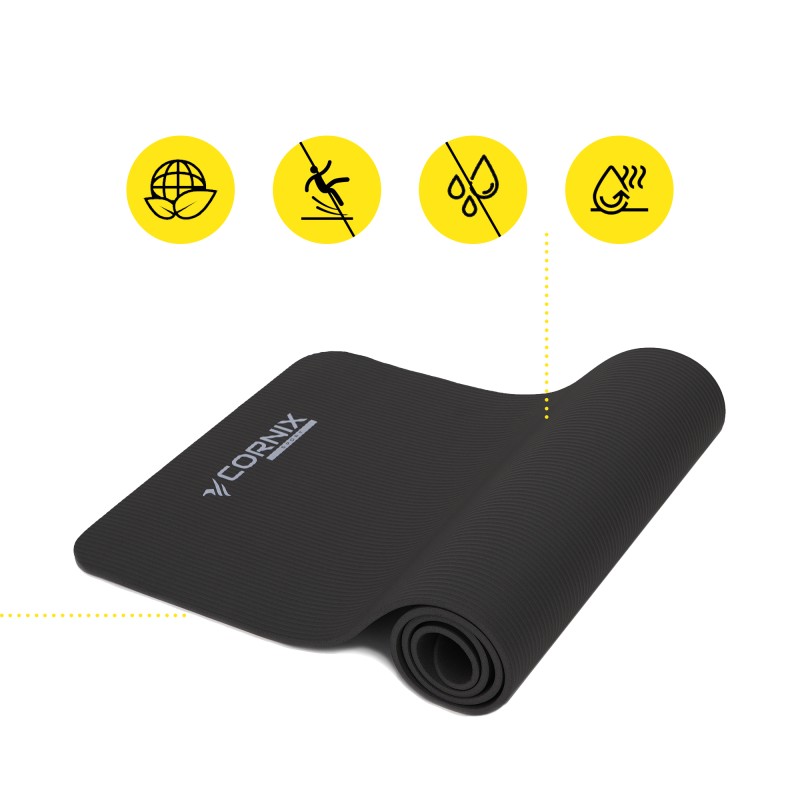 Килимок спортивний Cornix NBR 183 x 61 x 1 cм для йоги та фітнесу XR-0013 Black